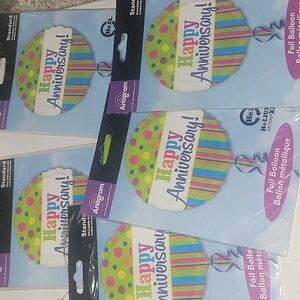 Anagram "Happy Anniversary" foil balloons unused set of 5